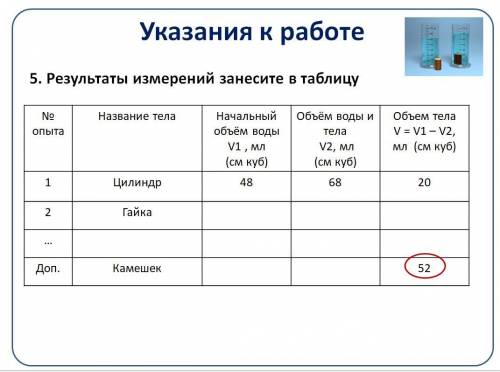 Результаты измерений занесите в таблицу