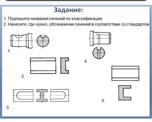 подпишите названи сечений по классификации