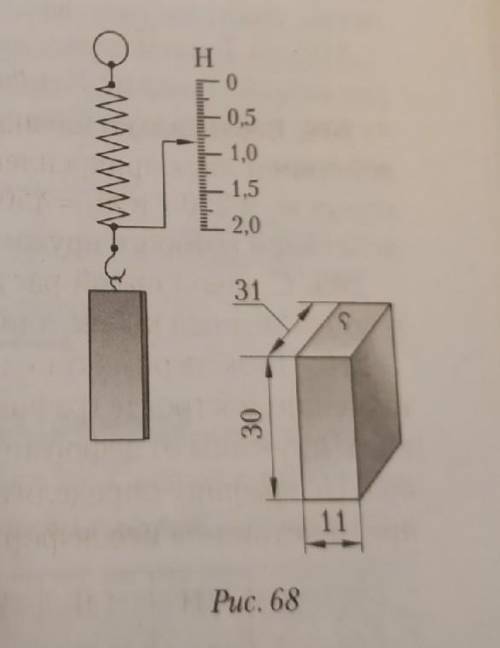 по данным рисунка 68 определите плотность вещества однородного бруска. Размеры бруска даны в милимет