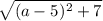 \sqrt{(a - 5 {}^{} ) {}^{2} + 7 }