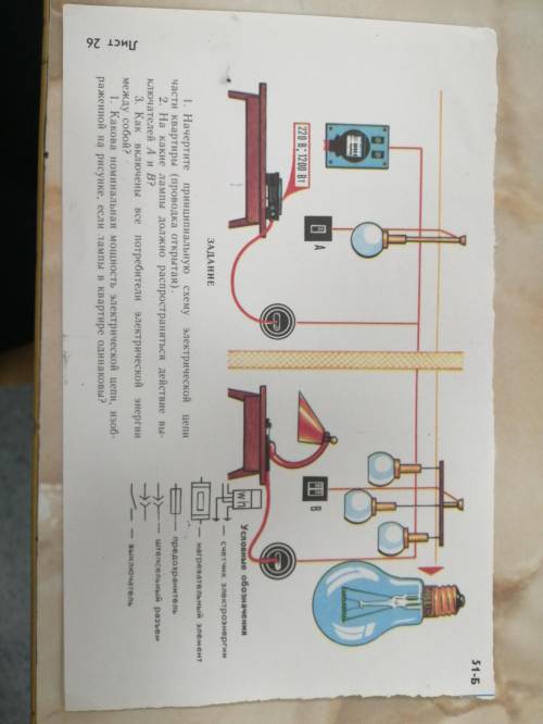 1. Начертить принципиальную схему электрической цепи части квартиры. 2.На какие лампы должны распрос