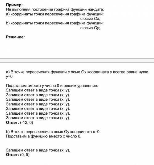 Координаты точки пересечения графика функции:с осью Ох.Пример на картинке​