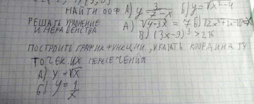 А) Найти ООФ Б) Решить уравнения и Неравенство В) Построить ГРАФИК Функции, Указать КООРДИНАТУ Точек