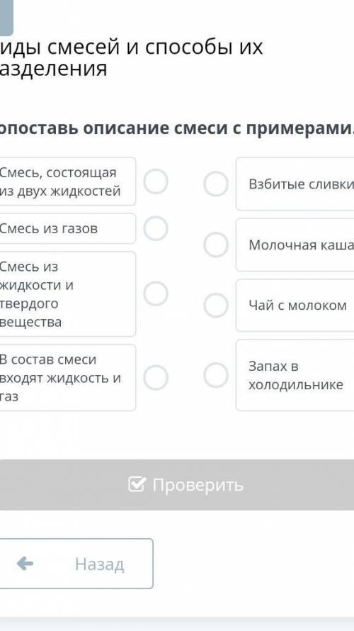 Сопоставь описание смеси с примерами.​