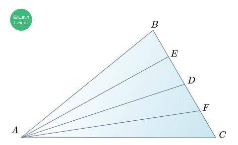 На рисунке биссектриса треугольника AD-ABC, биссектриса треугольника AE – ABD, биссектриса треугольн