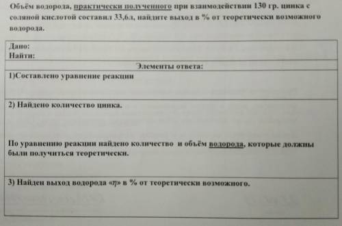 Задача по химии 9 класс. Объём водорода, практически полученного при взаимодействии 130 гр. цинка с