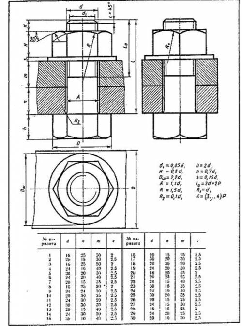 Графическая работа 2 Резьбовое соединение детали болтом Пользуясь приведёнными условными соотношения