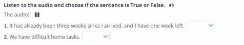 Listen to the audio and choose if the sentence is True or False. The audio: 1. It has already been t