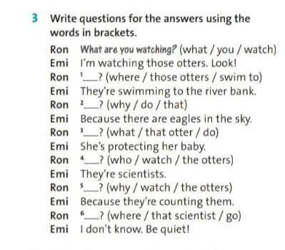 Write quethions for the answers using the words in brackets.​