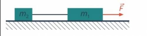 Два тела, массы которых m1=1кг и m2=0,5кг, связанные между собой нитью, тащат по горизонтальной пове