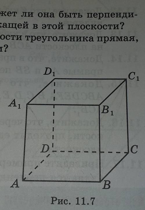 Для куба ABCDA1B1C1D1(рис.11.7) докажите перпендикулярность прямых:a)AA1 и AC;б)AA1 и BD ;в)AB и дам