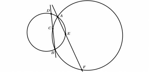 Через точки пересечения A и B окружностей проведены произвольные прямые, пересекающие окружности в т