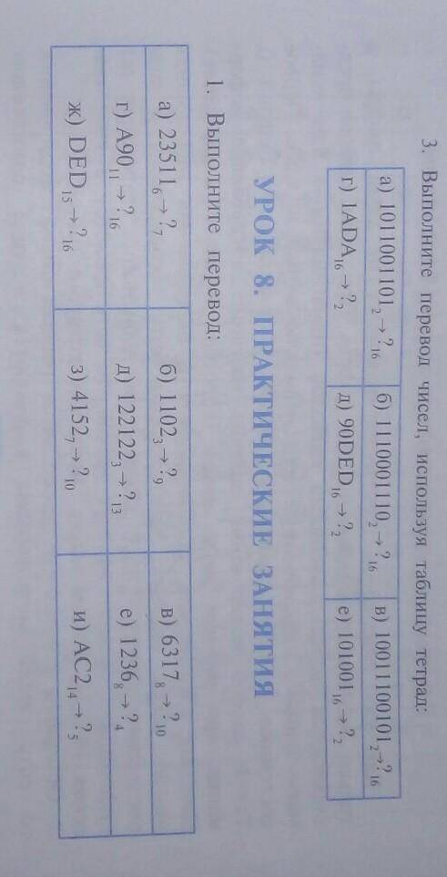 1)Выполните перевод: а)33511⁶-?⁷​ от (а) до (и)