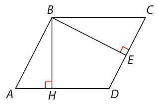 В параллелограмме ABCD ∠A = 30°, BH = 4 см, BE = 6 см. Найдите площадь параллелограмма. ответ дайте