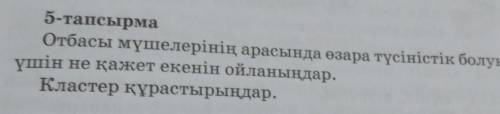 5-тапсырма Отбасы мүшелерінің арасында өзара түсіністік болуыне қажет екенін ойланыңдар.Кластер құра