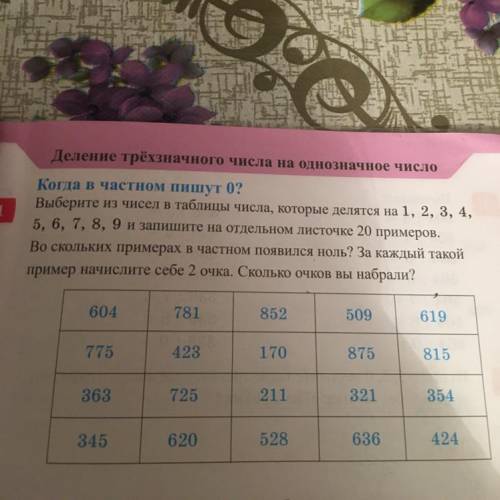 Исло овлетворя определи Деление трёхзначного числа на однозначное число Когда в частном пишут 0? Выб