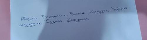подчеркнуть в словах Авоська,Торопыжка,Винтик,Шпунтик,Бублик,Шурупчик,Пулька,Медуница:мягкий согласн