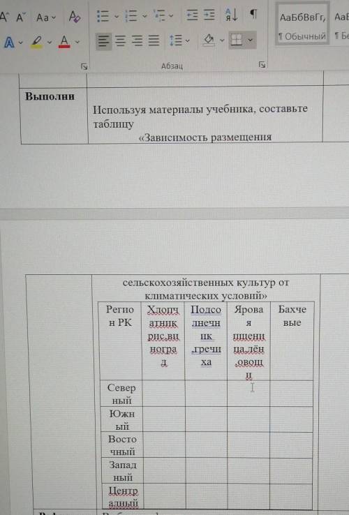 Используя материалы учебника, составьте таблицу«Зависимость размещениян РКЯклеесельскохозяйственных