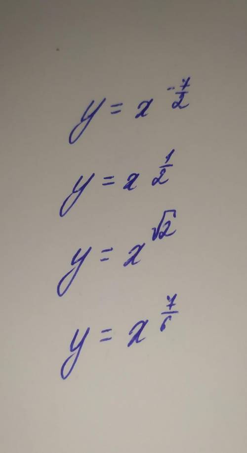 Нарисовать эскиз графика функции при х>0 y = x^-7/2y = x^1/2y = x^√2y = x^7/6​