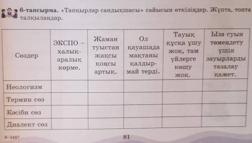 6-тапсырма. «Тапқырлар сандықшасы» сайысын өткізіңдер. Жұпта, топта талқылаңдар.​6 класс