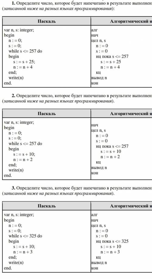 Определите число, которое будет напечатано в результате выполнения программы (записанной ниже на раз