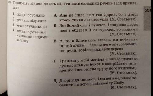 Установіть відповідність між типами складних речень ​