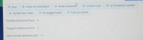 Drag Hormation and match it with the places. Text++ lava+ snow on mountains- three volcanoes1- small