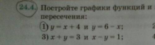 #24.4 (1)Постройте графики функциий и найдите координаты точки их пересечения.​