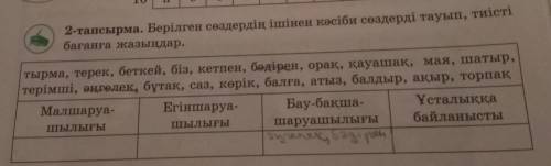 Берілген сөздерді ішінен кәсіби сөздерді тауып, тиісті бағанаға жазындар ​