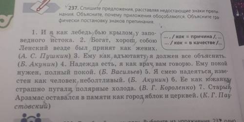 237. Спишите предложения, расставляя недостоющие знаки препинания. Объесните, почему приложения обос