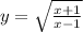 y = \sqrt{ \frac{x + 1}{x - 1} }