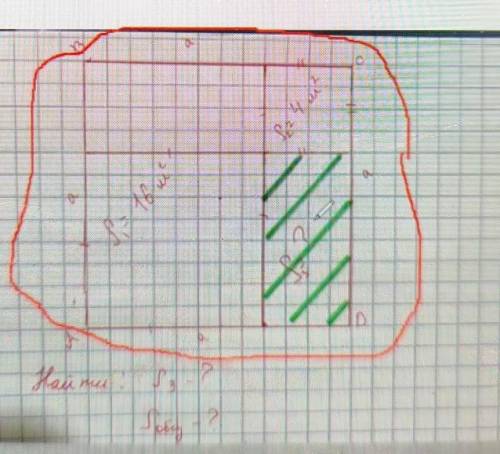 надо сделать площадь зелёного кводрата​