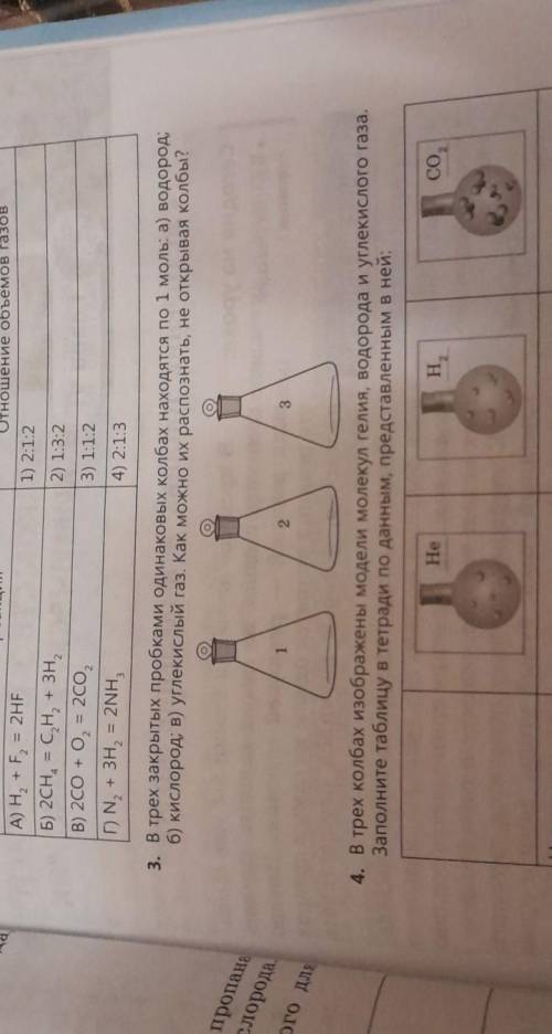 в трех закрытых пробками одинаковых колбах находятся по 1 моль :а) водород; б) кислород;в) углекислы