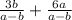 \frac{3b}{a - b} + \frac{6a}{a - b}