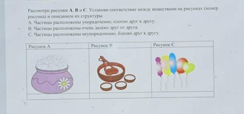 2. Установить соответствие Рассмотри рисунки A, B и C. Установи соответствие между веществами на рис