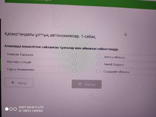 Алашорда мүшелігіне сайланған тұлғалар мен аймағын сәйкестеңдер