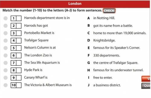 Match the number (1-10) to the letters (A-)) to form sentences. CHECK​