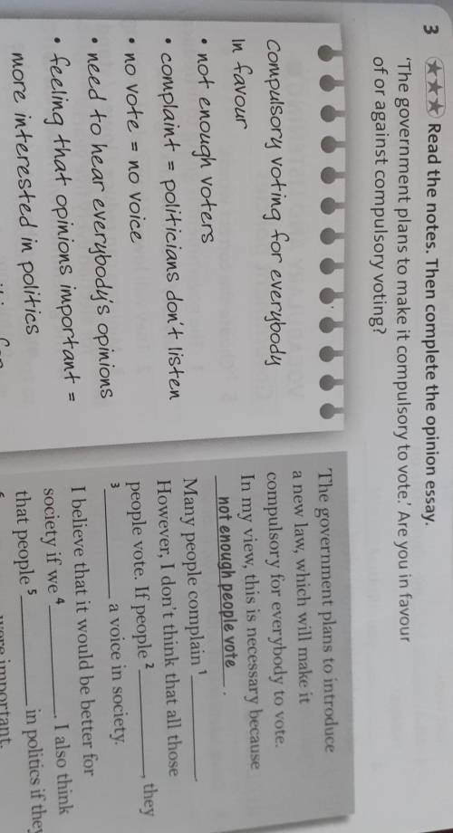 Read the notes.Then complete the opinion essay. 'the government plans to make it compulsory to vote.