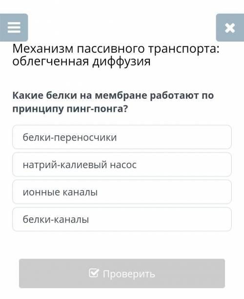 Какие белки на мембране работают по принципу пинг-понга?​