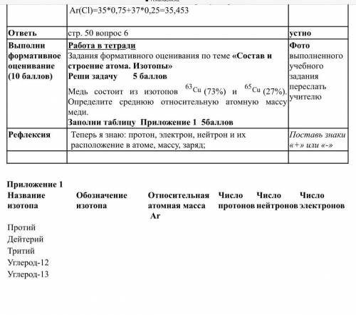 Приложение1 Ооочень сор Название изотопа Обозначение изотопа Относительная атомная масса Аr Число п