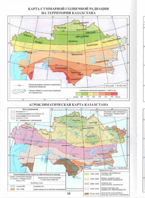 По карте «Агроклиматические ресурсы РК» стр 10, дайте характеристику городам Кокшетау, Караганды, Ту