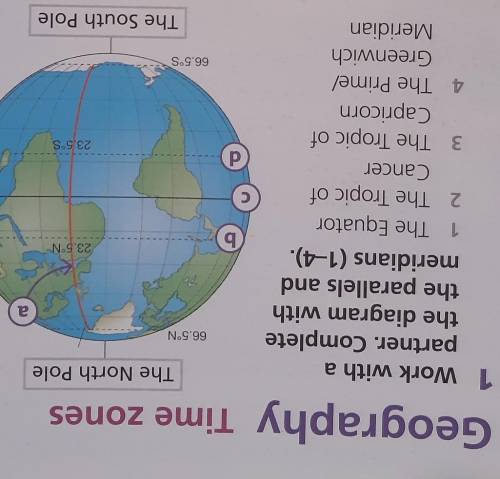 Geography Time zones The North Pole366.5°Nа23.5°Nb b1 Work with apartner. Completethe diagram withth