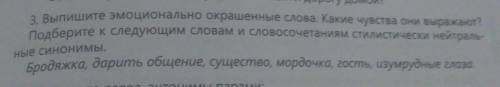 Бродяжка, дарить общение, существо, мордочка, гость, изумрудные глаза. Выпишите эмоциональное окраше