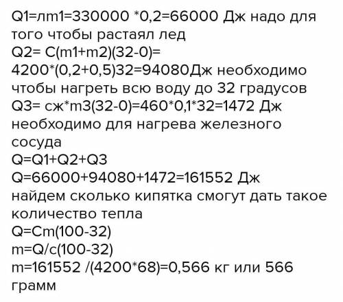 В железном сосуде массой 7 кг находится кусок льда массой 300 мг. В сосуд медленно поступает водяной