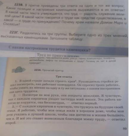 223В. В притче приведены три ответа на один и тот же вопрос. Какие позиции и настроения каменщиков в