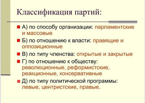 Заполнить таблицу по политическим партиям