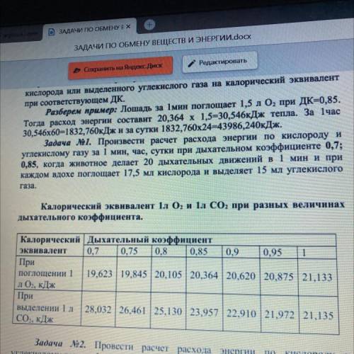 Задача №1. Произвести расчет расхода энергии по кислороду и углекислому газу за 1 мин, час, сутки пр