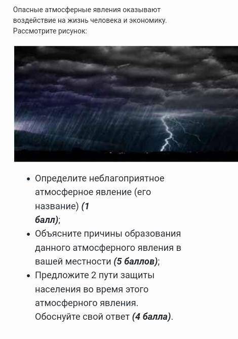 • Определите неблагоприятное атмосферное явление (егоназвание) (1 );Объясните причины образованиядан