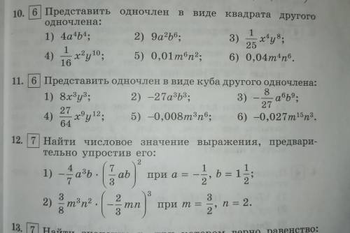 Представить одночлен одночлена ТОЛЬКО 10,11,12