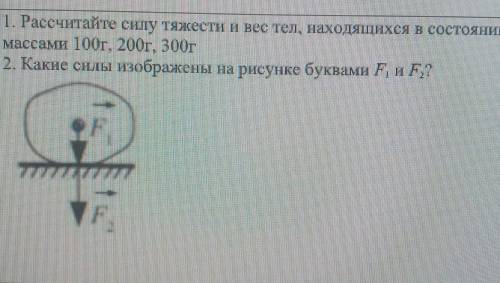 1. Рассчитайте силу тяжести и вес тел, находящихся в состоянии покоя массами 100г. 200г, 300г2. Каки